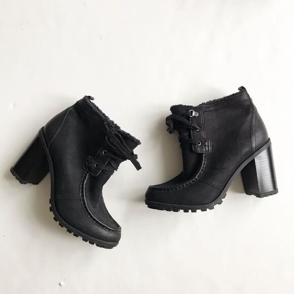 Sam Edelman black leather lace up platform boots size 8.5 - Picture 1 of 10